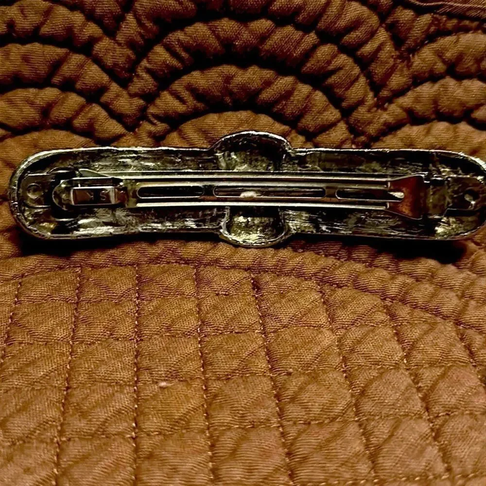 Vintage NATIVE AMERICAN NAVAJO STERLING SILVER Barette Turquoise Sparkle